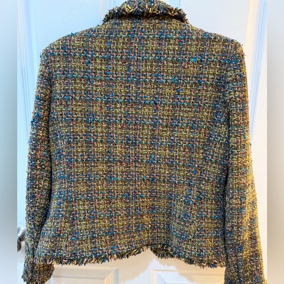 VTG JONES NEW YORK COUNTRY Frayed Edge Tweed Multicolor Blazer Jacket - Picture 6 of 8